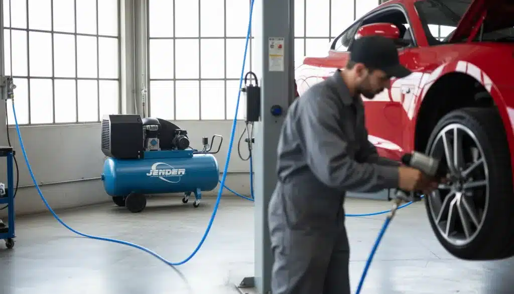 compresor de aire en taller de coches